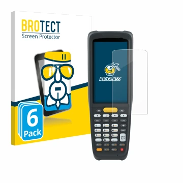 Face avant d’un emballage produit avec le logo de la marque BROTECT. À côté, l’appareil Zebra MC2200 est représenté avec la pr