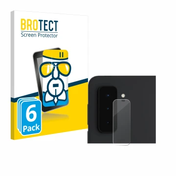 Face avant d’un emballage produit avec le logo de la marque BROTECT. À côté, l’appareil Microsoft Surface Duo 2 (Caméra UNIQUE