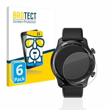 Face avant d’un emballage produit avec le logo de la marque BROTECT. À côté, l’appareil Mobvoi Ticwatch Pro 3 Ultra GPS est re
