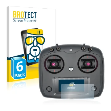 Face avant d’un emballage produit avec le logo de la marque BROTECT. À côté, l’appareil FlySky FS-i6S est représenté avec la p