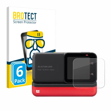 Face avant d’un emballage produit avec le logo de la marque BROTECT. À côté, l’appareil Insta360 One RS 4K Edition est représe