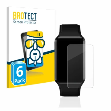 Face avant d’un emballage produit avec le logo de la marque BROTECT. À côté, l’appareil Oppo Watch Free est représenté avec la