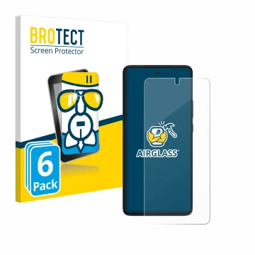 Face avant d’un emballage produit avec le logo de la marque BROTECT. À côté, l’appareil Motorola Edge 30 est représenté avec l