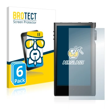 Face avant d’un emballage produit avec le logo de la marque BROTECT. À côté, l’appareil Astell&Kern Kann Max est représenté av