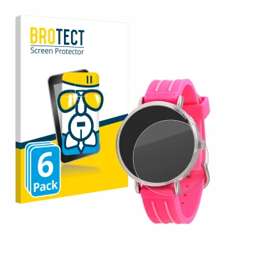 Face avant d’un emballage produit avec le logo de la marque BROTECT. À côté, l’appareil Kiddus Children's Learning Watch est r