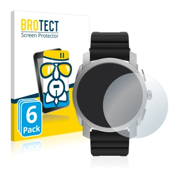 Face avant d’un emballage produit avec le logo de la marque BROTECT. À côté, l’appareil Fossil Gen 6 Hybrid Machine (45mm) est