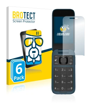 Face avant d’un emballage produit avec le logo de la marque BROTECT. À côté, l’appareil Nokia 2660 Flip est représenté avec la