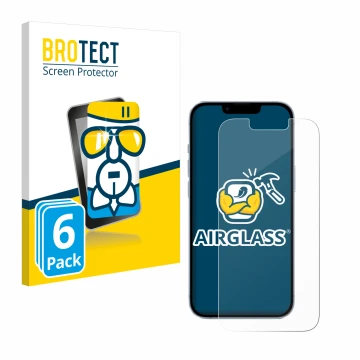 Face avant d’un emballage produit avec le logo de la marque BROTECT. À côté, l’appareil Apple iPhone 14 est représenté avec la