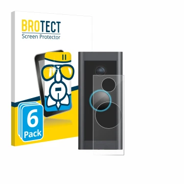 Face avant d’un emballage produit avec le logo de la marque BROTECT. À côté, l’appareil Ring Video Doorbell Wired est représen