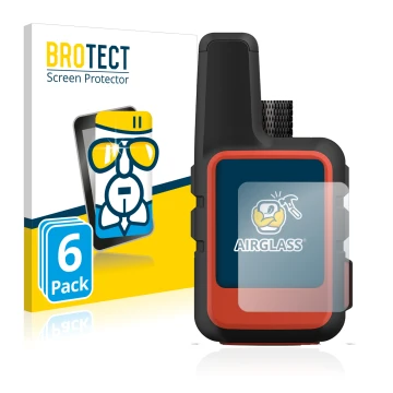 Face avant d’un emballage produit avec le logo de la marque BROTECT. À côté, l’appareil Garmin inReach Mini 2 est représenté a