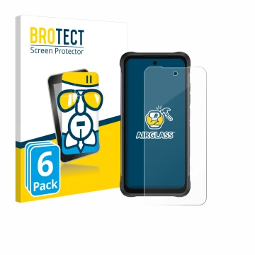 Face avant d’un emballage produit avec le logo de la marque BROTECT. À côté, l’appareil Umidigi Bison 2 Pro est représenté ave
