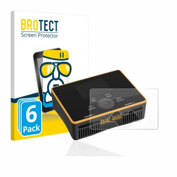 Face avant d’un emballage produit avec le logo de la marque BROTECT. À côté, l’appareil Junsi iCharger DX8 Duo est représenté 