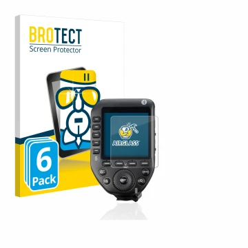 Face avant d’un emballage produit avec le logo de la marque BROTECT. À côté, l’appareil Godox XPro II est représenté avec la p