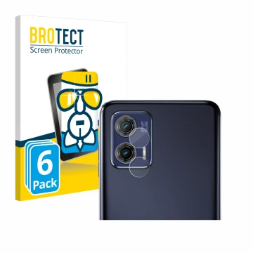 Face avant d’un emballage produit avec le logo de la marque BROTECT. À côté, l’appareil Motorola Moto G73 5G (Caméra UNIQUEMEN