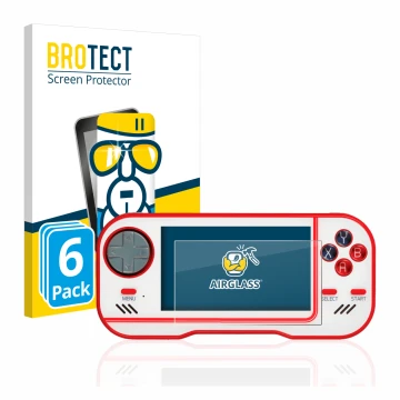 Face avant d’un emballage produit avec le logo de la marque BROTECT. À côté, l’appareil Blaze Evercade est représenté avec la 