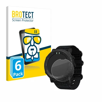 Face avant d’un emballage produit avec le logo de la marque BROTECT. À côté, l’appareil Suunto Core Alpha est représenté avec 