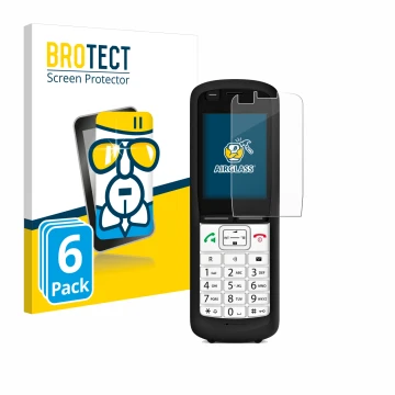 Face avant d’un emballage produit avec le logo de la marque BROTECT. À côté, l’appareil Unify OpenScape DECT Phone R6 est repr
