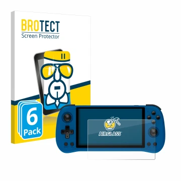 Face avant d’un emballage produit avec le logo de la marque BROTECT. À côté, l’appareil Powkiddy X55 est représenté avec la pr