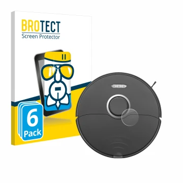 Face avant d’un emballage produit avec le logo de la marque BROTECT. À côté, l’appareil Roborock S8 Lidar Sensor (modèle blanc