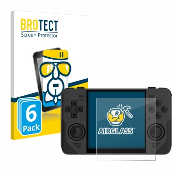 Face avant d’un emballage produit avec le logo de la marque BROTECT. À côté, l’appareil Powkiddy RGB30 est représenté avec la 