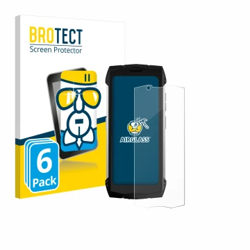 Face avant d’un emballage produit avec le logo de la marque BROTECT. À côté, l’appareil Doogee S Mini est représenté avec la p