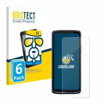 Face avant d’un emballage produit avec le logo de la marque BROTECT. À côté, l’appareil Crosscall Stellar X5 est représenté av