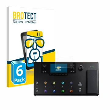 Face avant d’un emballage produit avec le logo de la marque BROTECT. À côté, l’appareil Line 6 Helix LT est représenté avec la