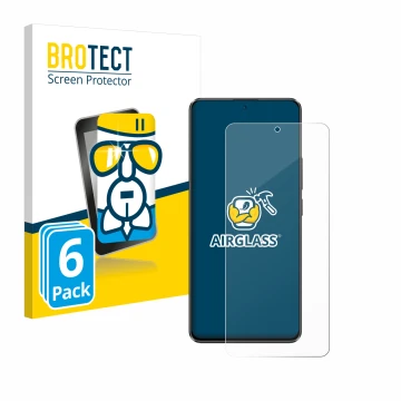 Face avant d’un emballage produit avec le logo de la marque BROTECT. À côté, l’appareil Xiaomi Poco X6 est représenté avec la 