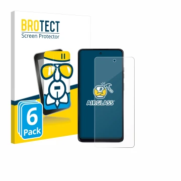 Face avant d’un emballage produit avec le logo de la marque BROTECT. À côté, l’appareil Motorola Moto G24 est représenté avec 