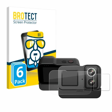 Face avant d’un emballage produit avec le logo de la marque BROTECT. À côté, l’appareil SJCAM SJ20 Dual Lens est représenté av