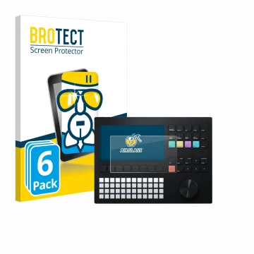 Face avant d’un emballage produit avec le logo de la marque BROTECT. À côté, l’appareil Polyend Tracker est représenté avec la