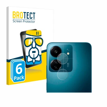 Face avant d’un emballage produit avec le logo de la marque BROTECT. À côté, l’appareil Xiaomi Redmi 13C (Caméra UNIQUEMENT) e