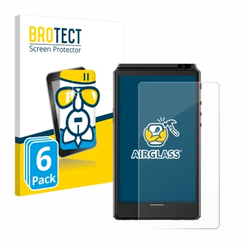Face avant d’un emballage produit avec le logo de la marque BROTECT. À côté, l’appareil Hiby R6 III est représenté avec la pro