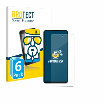 Face avant d’un emballage produit avec le logo de la marque BROTECT. À côté, l’appareil Samsung Galaxy M55 est représenté avec