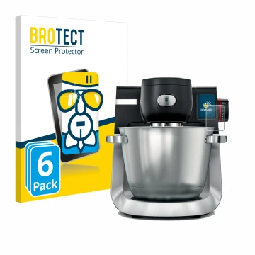 Face avant d’un emballage produit avec le logo de la marque BROTECT. À côté, l’appareil Bosch MUM Serie 6 est représenté avec 