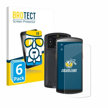 Face avant d’un emballage produit avec le logo de la marque BROTECT. À côté, l’appareil Urovo DT50 5,7