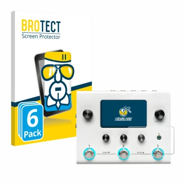Face avant d’un emballage produit avec le logo de la marque BROTECT. À côté, l’appareil Hotone Ampero II Stomp est représenté 