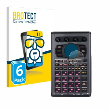 Face avant d’un emballage produit avec le logo de la marque BROTECT. À côté, l’appareil Roland SP-404MKII est représenté avec 