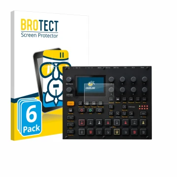 Face avant d’un emballage produit avec le logo de la marque BROTECT. À côté, l’appareil Elektron Digitakt II est représenté av