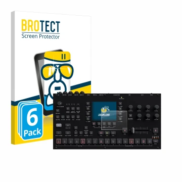 Face avant d’un emballage produit avec le logo de la marque BROTECT. À côté, l’appareil Elektron Octatrack MKII est représenté