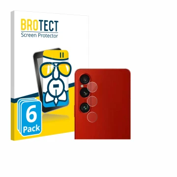 Face avant d’un emballage produit avec le logo de la marque BROTECT. À côté, l’appareil Sony Xperia 1 VI (Caméra UNIQUEMENT) e