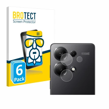Face avant d’un emballage produit avec le logo de la marque BROTECT. À côté, l’appareil Xiaomi Redmi Note 13 Pro 4G (Caméra UN