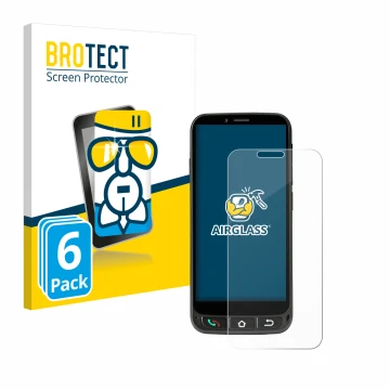 Face avant d’un emballage produit avec le logo de la marque BROTECT. À côté, l’appareil SPC Zeus 4G Pro est représenté avec la