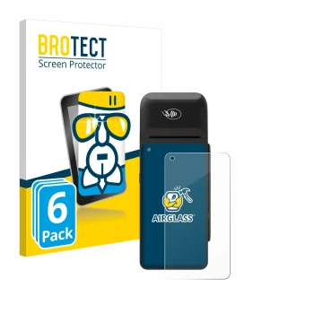 Face avant d’un emballage produit avec le logo de la marque BROTECT. À côté, l’appareil Verifone T650c est représenté avec la 