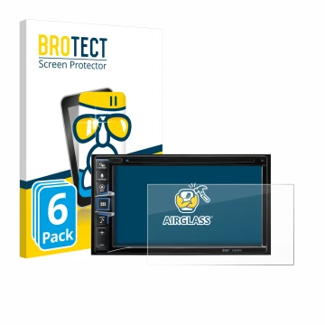 Face avant d’un emballage produit avec le logo de la marque BROTECT. À côté, l’appareil Alpine INE-W611D est représenté avec l