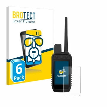 Face avant d’un emballage produit avec le logo de la marque BROTECT. À côté, l’appareil Garmin Alpha 300 K est représenté avec