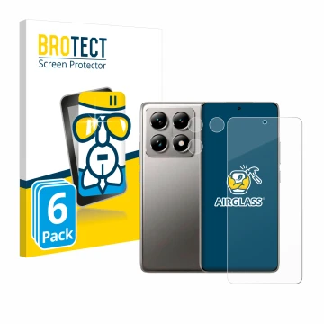 Face avant d’un emballage produit avec le logo de la marque BROTECT. À côté, l’appareil Xiaomi 14T (Avant+Caméra) est représen