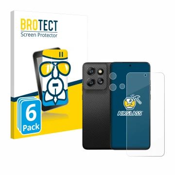 Face avant d’un emballage produit avec le logo de la marque BROTECT. À côté, l’appareil Motorola ThinkPhone 25 (Avant+Caméra) 