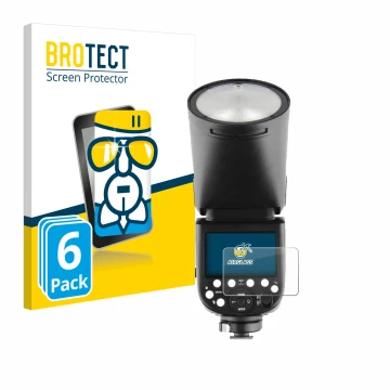 Face avant d’un emballage produit avec le logo de la marque BROTECT. À côté, l’appareil Godox TT685 II est représenté avec la 