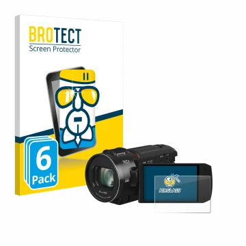 Face avant d’un emballage produit avec le logo de la marque BROTECT. À côté, l’appareil Panasonic HC-VX3 est représenté avec l